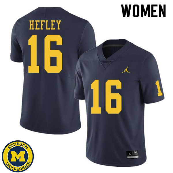 Women's Michigan Wolverines #16 Ren Hefley Navy High School Jersey